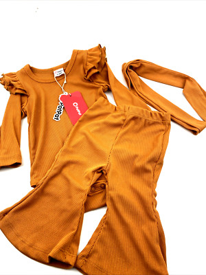 Baby Outift Set Size 3/6m Girls Matching 3pc Bodysuit Pands Headband Children