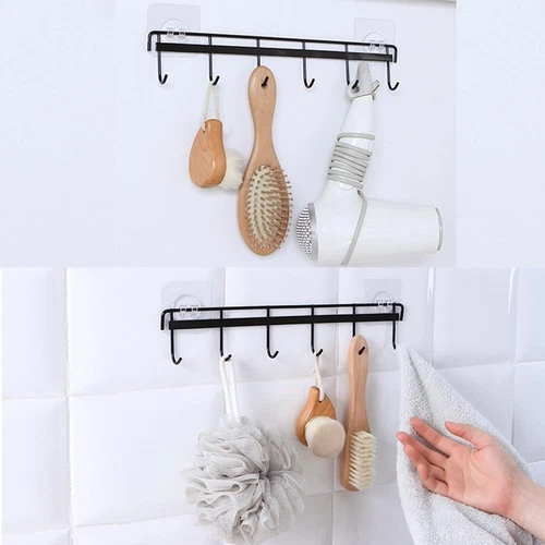 2 Stück Wandhalterung Küchenutensilien Haken - Utensilienablage mit 6 Haken, ohne Bohren - Bild 2 von 7