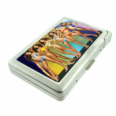 Dutch Pin Up Girls D14 Cigarette Case with Built in Lighter Metal Wallet 