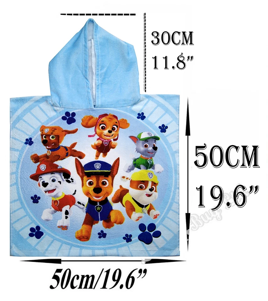 Official Paw Patrol Poncho Towel,Bath Hooded Towel,Swimming Pool ,Cotton - Image 2 of 4