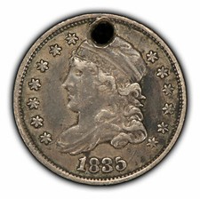 1835 H10c Capped Bust Silver Half Dime - VF/XF - Value Coin - SKU-T2826
