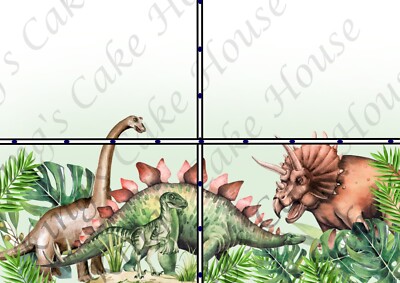 Dinosaurier Essbar Tortenverpackung, Dinosaurier Geburtstag Zuckerguss Blätter 2er Set!