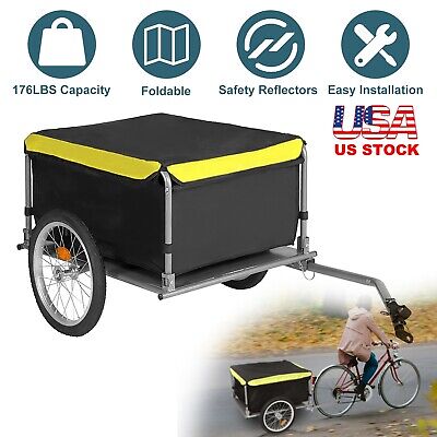 Foldable Bike Cargo Trailer Bicycle Cart Wagon with Universal Bicycle  Coupler