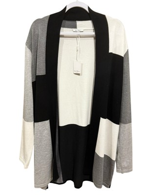 NWT Vila Milano Gray Black White Colorblock Open Cardigan Women s Size Large NEW