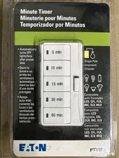 BRAND NEW - EATON PT18M MINUTE TIMER WALL LIGHT SWITCH WHITE PT18M-W (FREE SHIP)