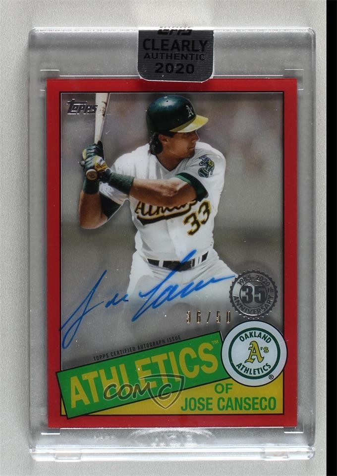 2020 Clearly Authentic 1985 Topps Baseball Red 36/50 Jose Canseco Auto 5m1