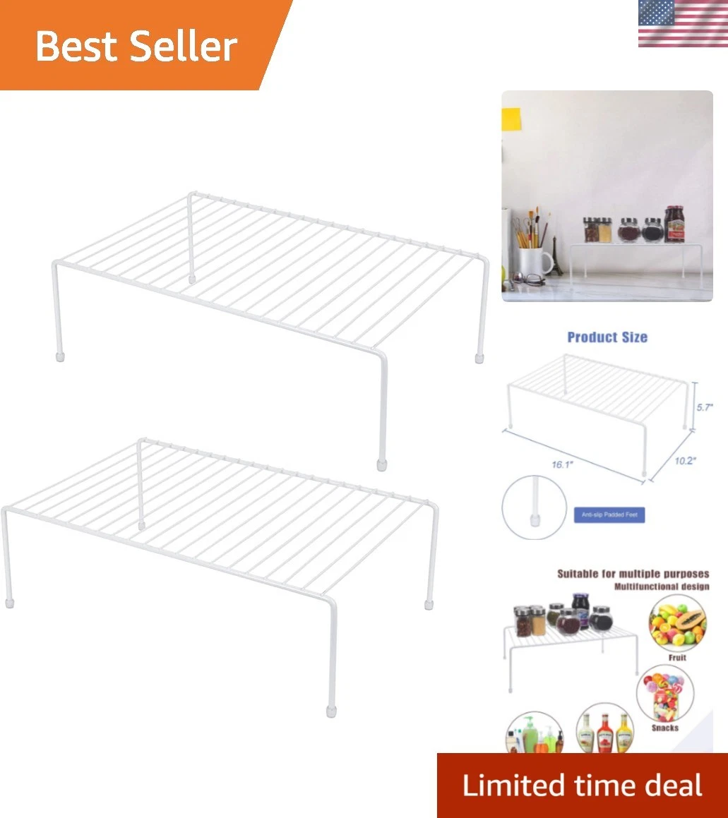 Set of 2 Large 16.1 x 10.2 Inch Cabinet Storage Shelf Rack, Shelves，Kitchen C...