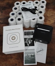 Portable Mini Printer Thermal Bluetooth With 20 Rolls Of Paper