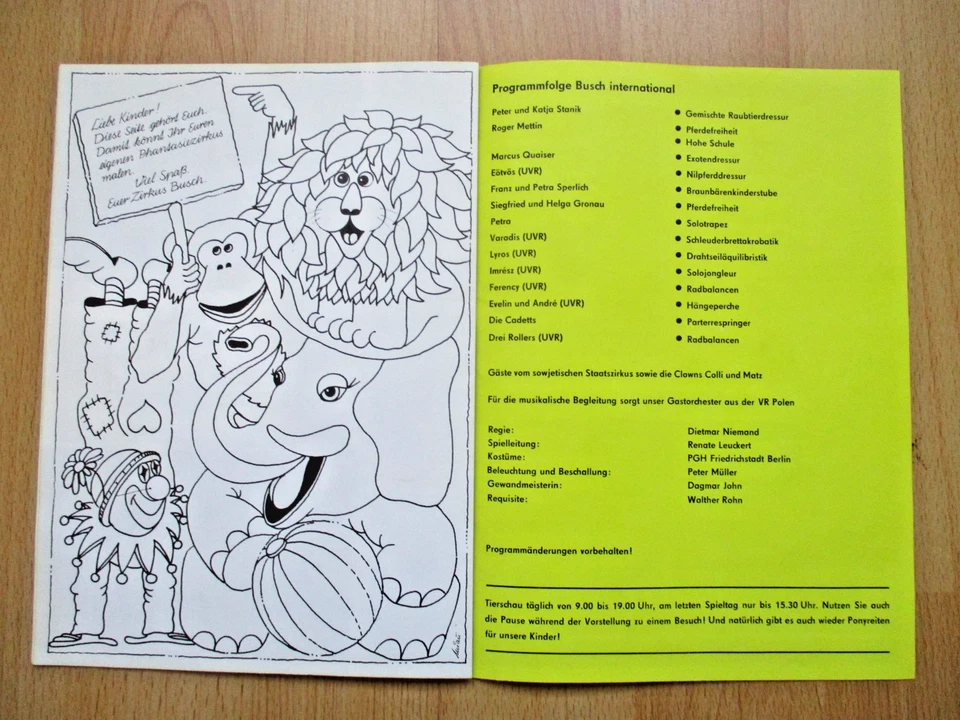 DDR 🎪 Zirkus BUSCH 🤹‍♂️ Programmheft 1988 - Bild 4 von 4