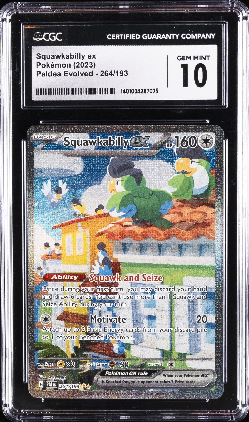 2023 POKEMON PAL EN-PALDEA EVOLVED #264 SQUAWKABILLY EX CGC 10 GEM MINT