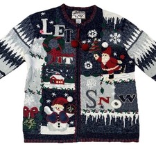 Heirloom Collectibles Christmas Sweater Cardigan Winter Snow Full Zip Small