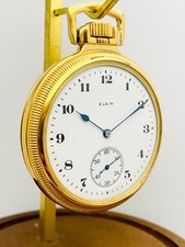 1920 Elgin 16S 7J Grade 291 Display Clear Back Pocket Watch Runs