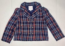 Janie and Jack Merchant Marine Plaid Boucl  Blazer Jacket Girls Size 7 To 8