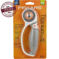 Fiskars 45mm Titanium Rotary Cutter, Softgrip Comfort Loop Handle, Gray