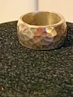Vintage HVY 24g HOB Mexico Hammered Ring Size 6 Sterling 925 Silver 5/8"H x 1/8"