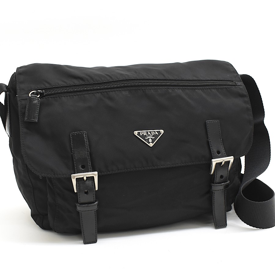 バレリアプラカゴ ブラック PRADA VELA SPORT Crossbody Shoulder Bag Triangle Logo Plate