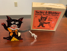 TOYS - Vintage German Litho Tucher  Walther Felix Der Rater Black Cat Tin Toy