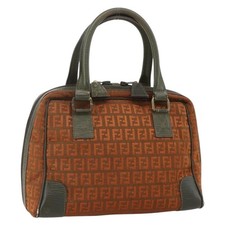 FENDI Zucchino Canvas Hand Bag Brown Auth 175160