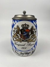 Bierkrug mit Zinndeckel - Franz Josef Strauß...