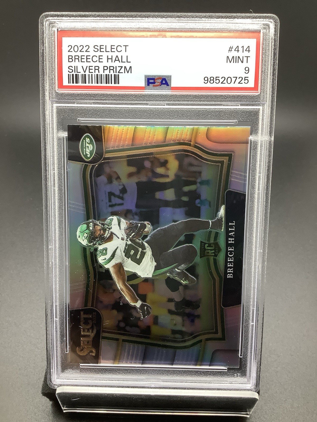 2022 Panini Select Field Level Breece Hall #414 Silver Prizm (RC) ROOKIE PSA 9