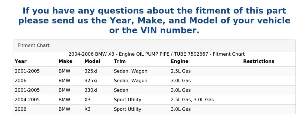 BMW X3 2004-2006 - Motor bomba aceite tubo/tubo 7502667 Foto 4 de 4