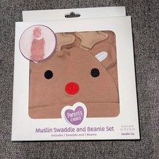 Parent  s Choice Red Nose Reindeer Beanie Muslin Swaddle Baby Blanket Christmas