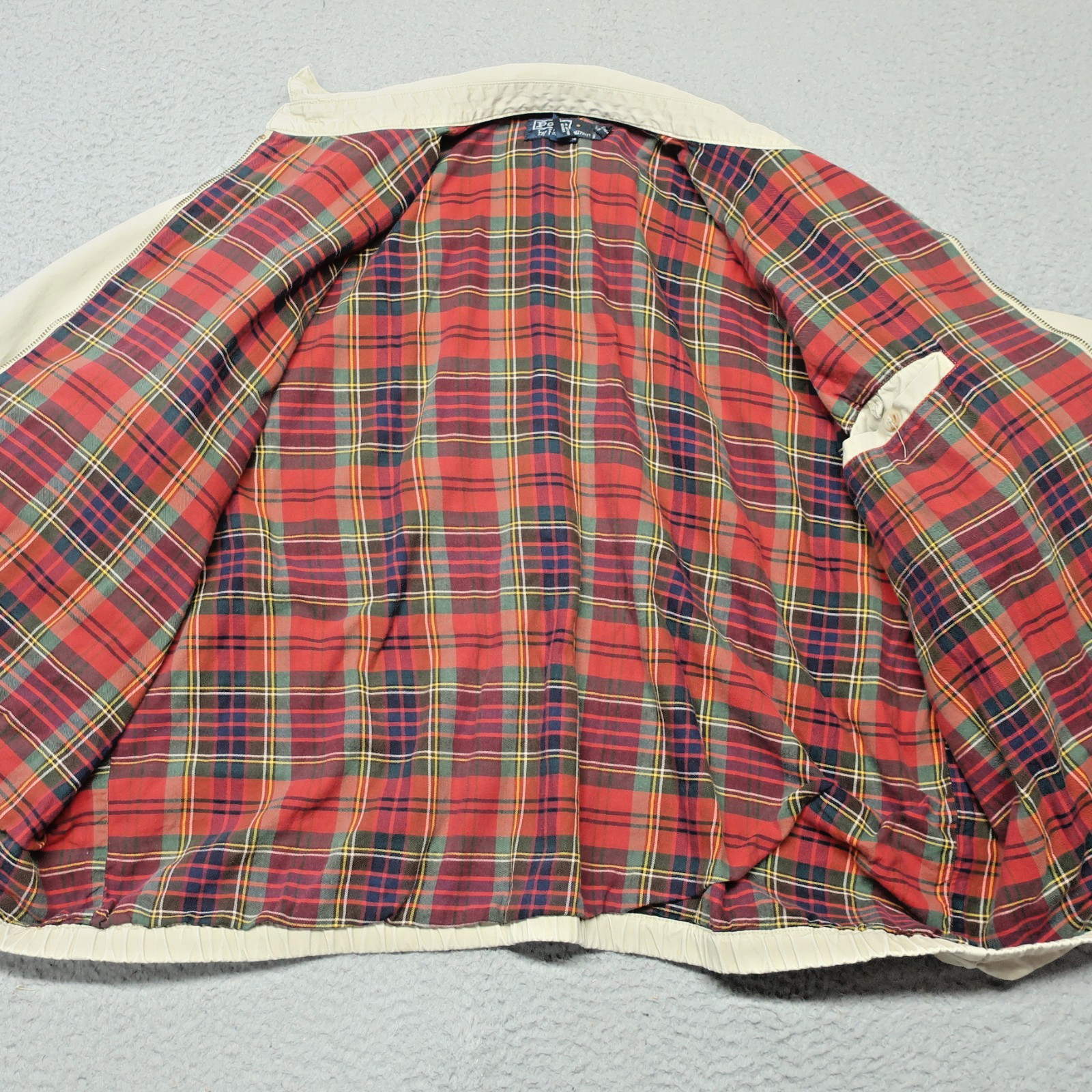 Polo Ralph Lauren Harrington Bomber Jacket Mens 2XL Beige Plaid Lined Full-Zip