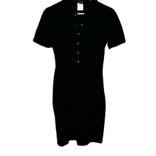 Vintage  Versace Collared Italian Cotton Blend Midi Sheath Dress Sz 42