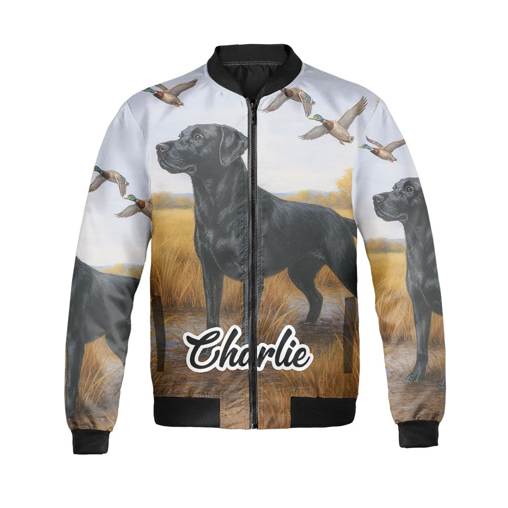 Personalized Labrador Hunting Ducks Gift For Hunter Dog Lovers Bomber Jacket