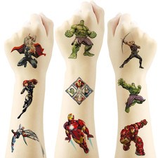 20Pcs Superhero Temporary Tattoos for Teen, Cool Birthday Party Favors, Cute Car