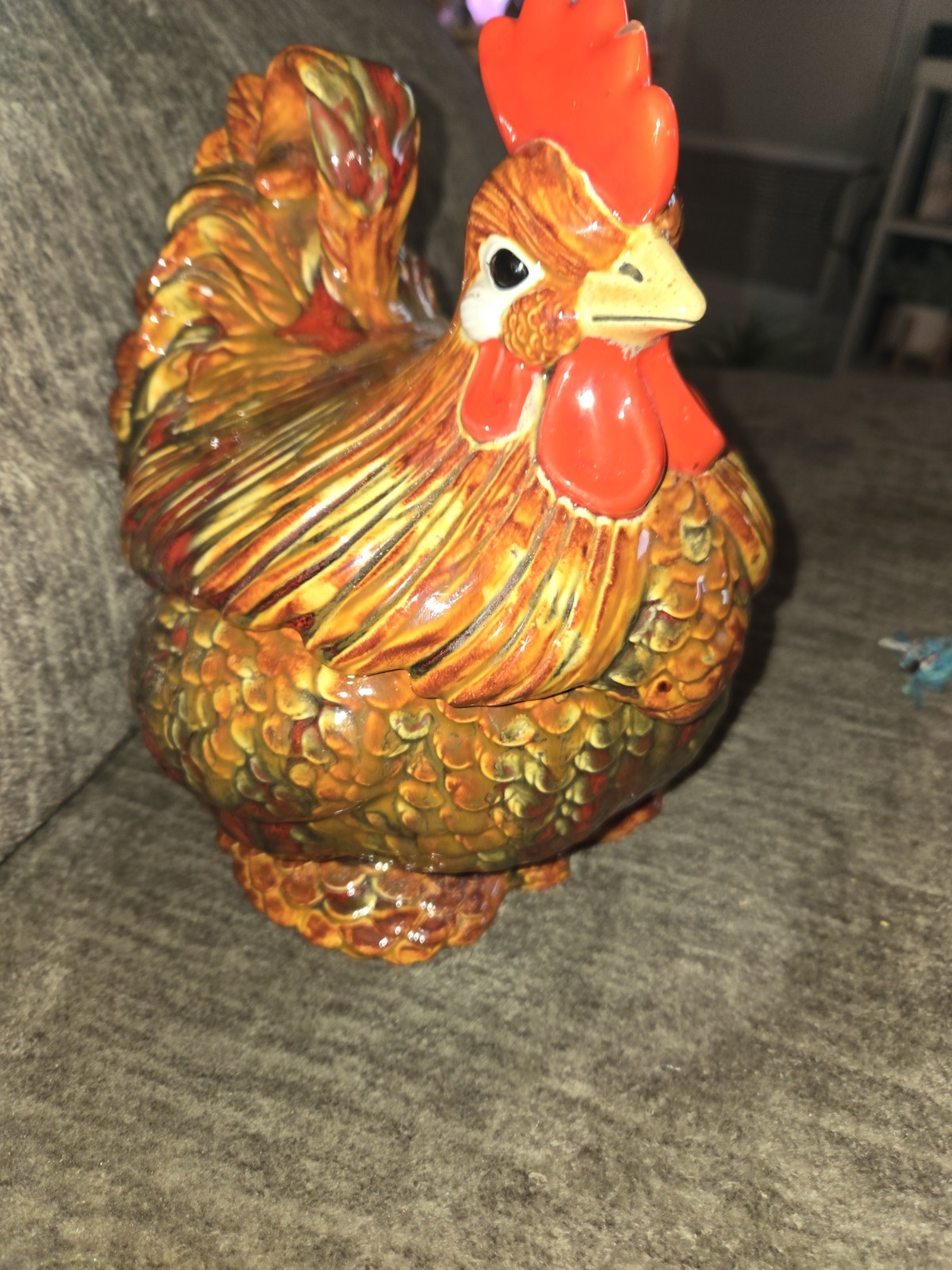 Vintage 1970s Atlantic Mold Hand Painted Rooster Cookie Jar