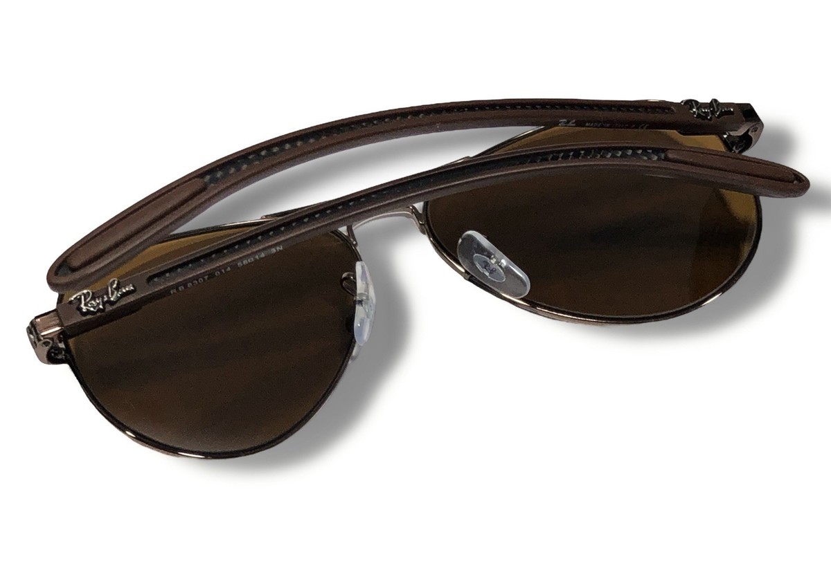 Ray Ban RB8307 014 Carbon Fibre Copper Brown Sunglasses 58-14 RARE