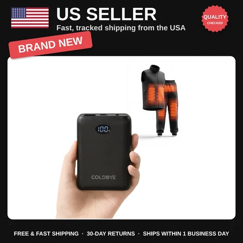 10000mAh Rechargeable Battery Pack for Heated Vests & Jackets - 7.4V 3A DC, 5V U video thumbnail