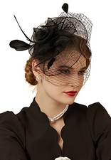 Fascinators Hats 20s 50s Hat Pillbox Hat Cocktail Tea Party One Size D-black