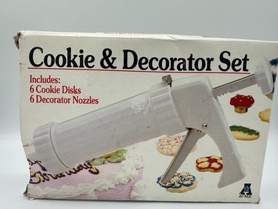 Vintage ACME Cookie Press Decorator Set 6 Discs 6 Nozzles Complete In Box
