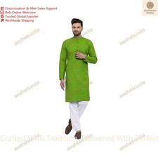 Indian Mens Cotton Long Kurta Top Tonic Traditional Party Dress Kurta