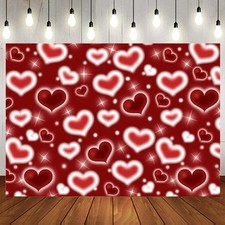 7 5ft Red Heart Photo Backdrop Early 2000s Party Decorations Old School Backd...