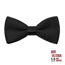 Bow Ties for Boys Adjustable Toddler Bow Tie, Pre-tied Solid Color Kids Black