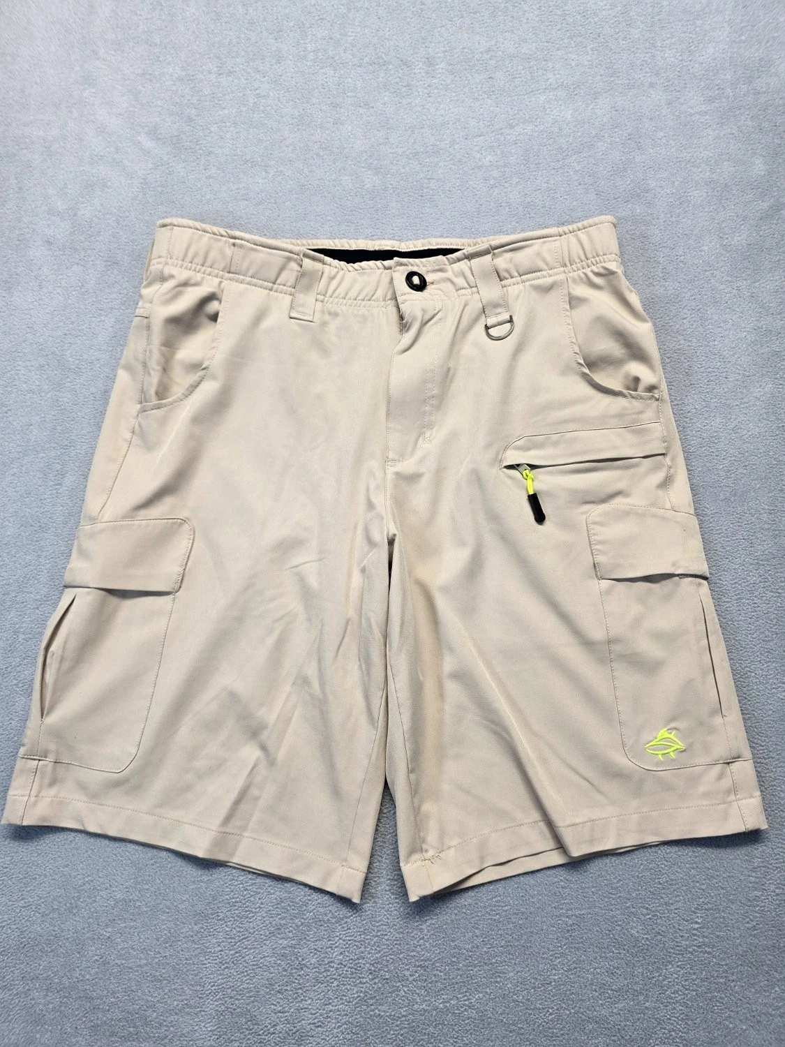 Loco Skailz Men's Cargo Fishing Shorts 34 Tan Performance Quick Dry Marlin