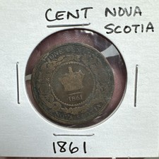 1861 Nova Scotia Canada One Cent NICE OLD CANADIAN COIN! RARE!