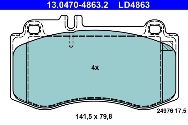 Ate 13.0470-4863.2 Bremsbelagsatz, Scheibenbremse FüR MERCEDES-BENZ-image