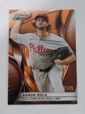 2025 Topps Chrome Black Aaron Nola #76 Orange Refractor /25 Phillies