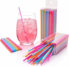 500 Pack 5.25&rdquo; Colorful Neon Drink Stirrers/Straws &ndash; Plastic Coffee Stirrers,