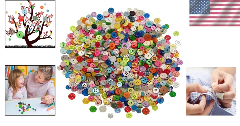 4000 piezas coloridos botones redondos de resina - ideales para tejer, coser y tareas hágalo usted mismo Foto 2 de 4