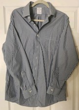 Brooks Brothers Shirt Men's 16-34 Regent Blue Stripe Supima Cotton Button Up