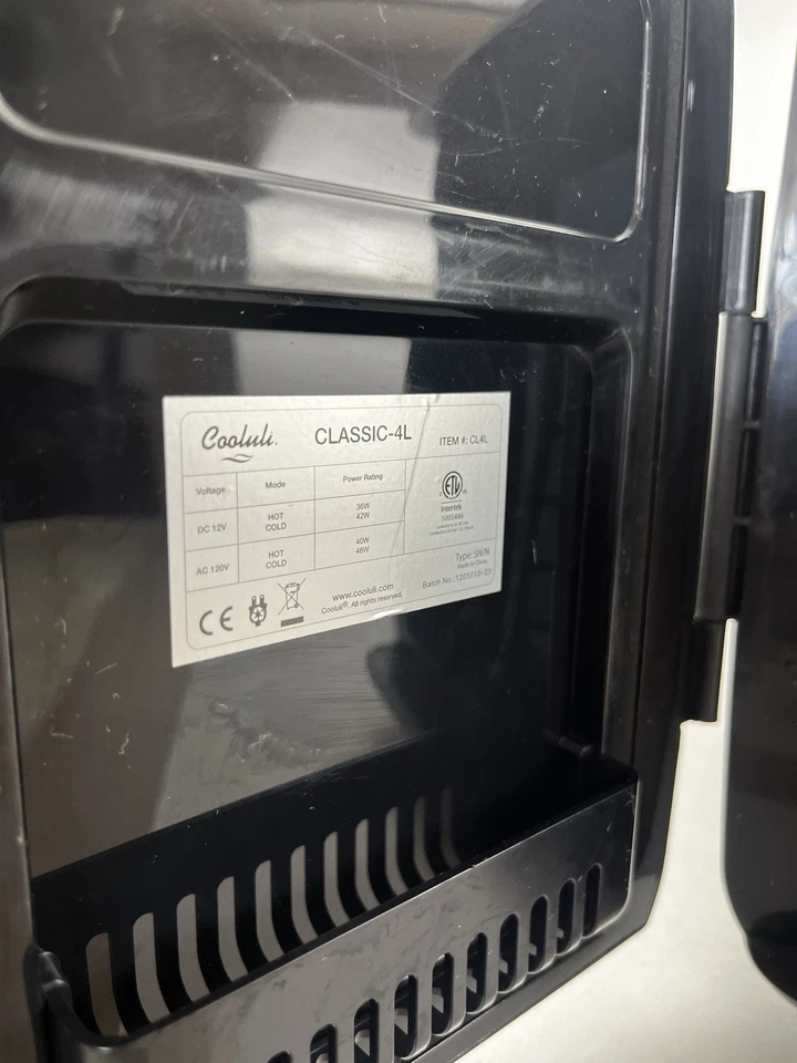 Cooluli Mini Fridge Black 4L Portable Cooler Warmer w/ Power Cord - Image 3 of 4