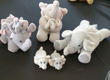 Pound Puppies and others, Gray Elephant Plush Lot mommy  baby's Beanbag 1991