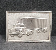WA05117 COOL VINTAGE 1970s 18-WHEELER SEMI-TRUCK BIG RIG BELT BUCKLE