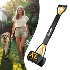 iPetba Large Dog Pooper Scooper for Yard - 32" Long Handle, No Bending, Yellow