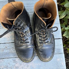 Dr Martens Made in England Black Leather 10 Eye Boots Womens 8 Vintage Punk